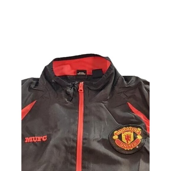 Manchester United Windbreaker Men Sz S MUFC Full Zip Black Red Soccer Sportswear - Picture 2 of 7